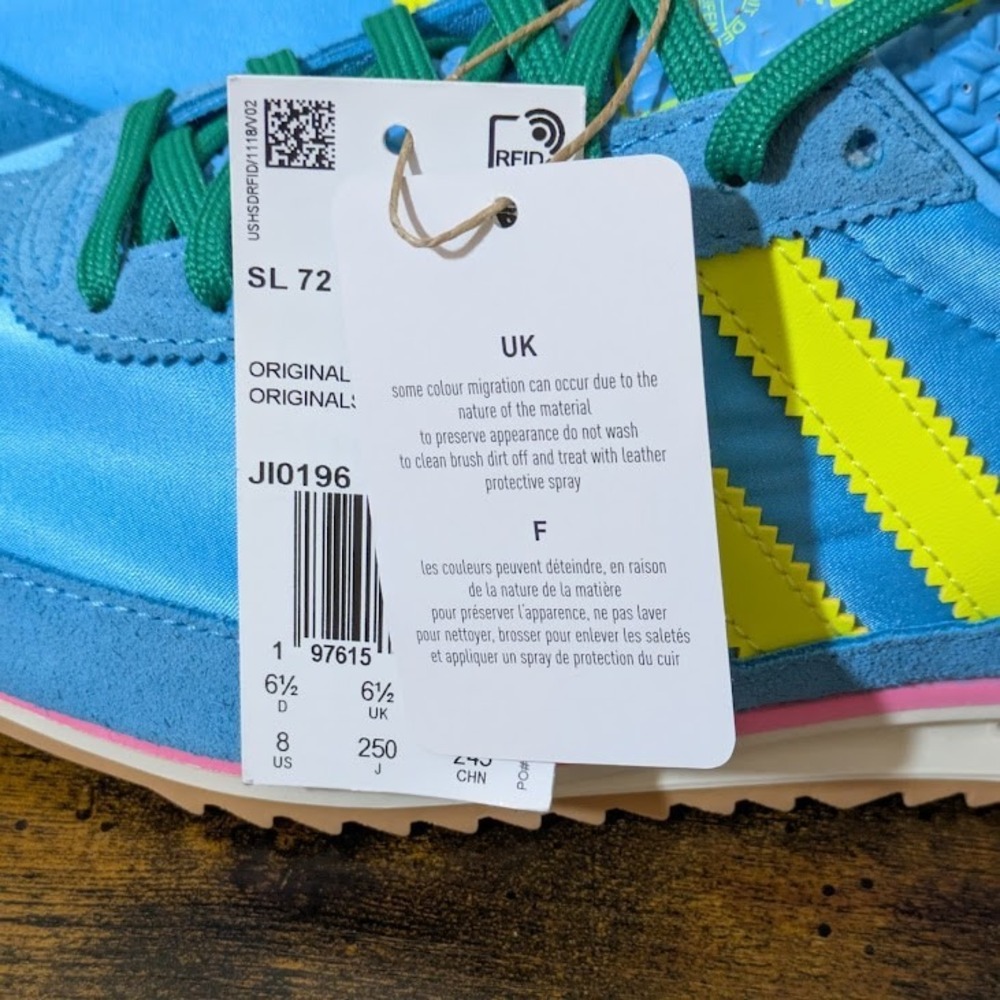 NEW Adidas SL 72 OG Sneakers Womens Sz 6.5 Sky Rush Solar Yellow Lucid Pink - Picture 14 of 16